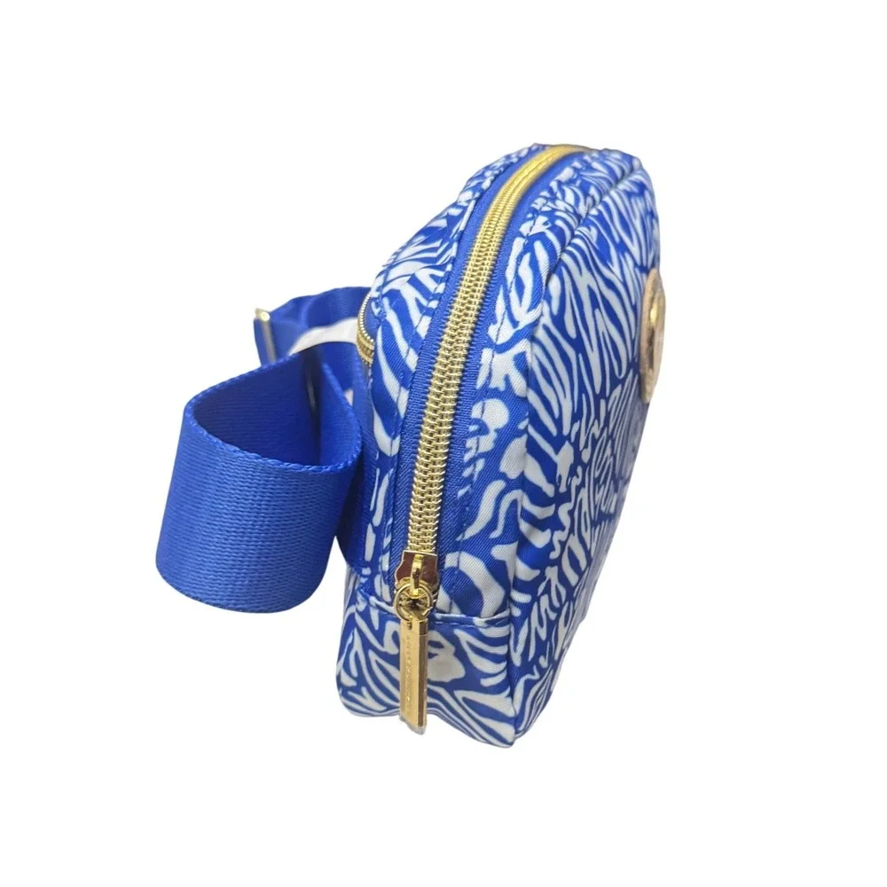Lilly Pulitzer Jeanie Belt Bag Women OS Blue White NWT Zebra Print Fanny Pack - Picture 8 of 10